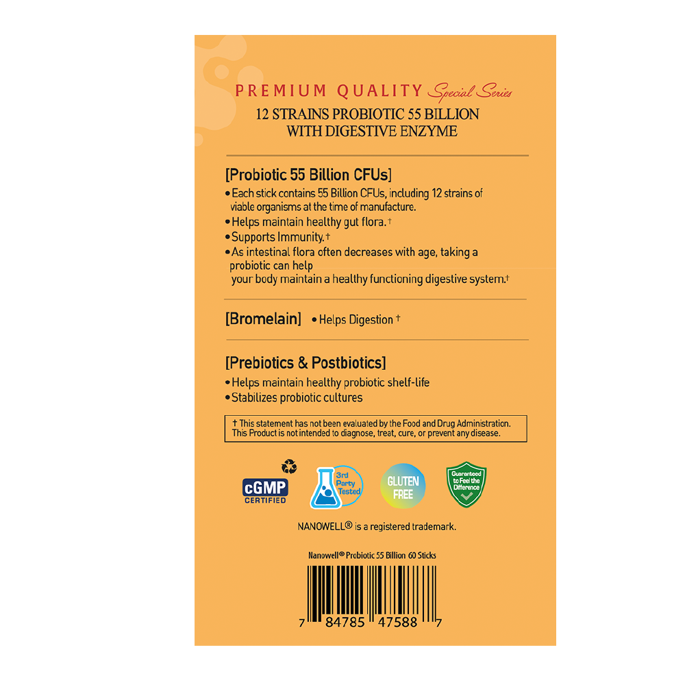3 BOXES of 12 STRAINS PROBIOTIC 55 BILLION WITH DIGESTIVE ENZYME 60 STICKS for 6 Months
