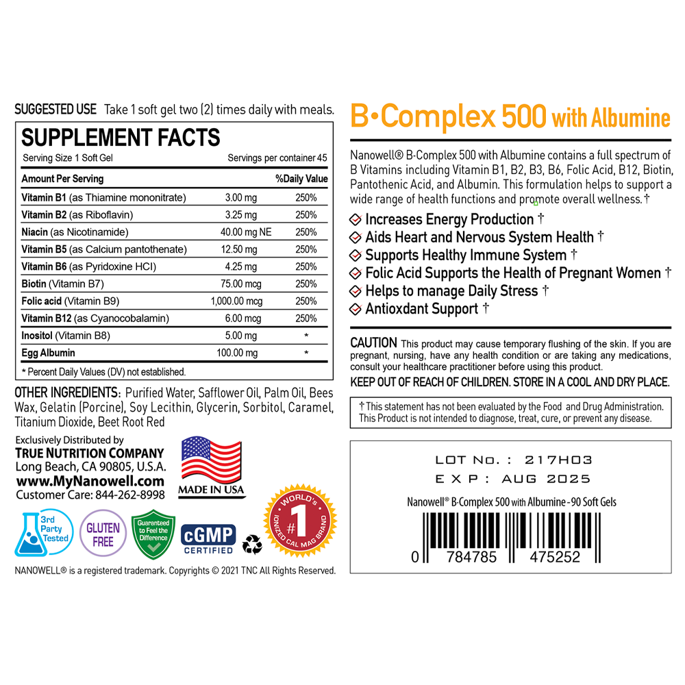 6 Boxes of B Complex 500 with Albumin