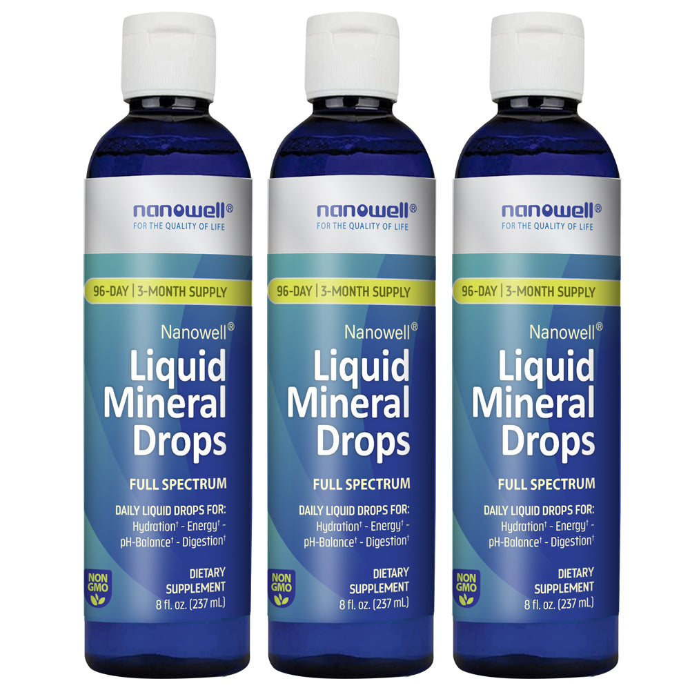 3 bottles of Nanowell Liquid Mineral Drops 8oz