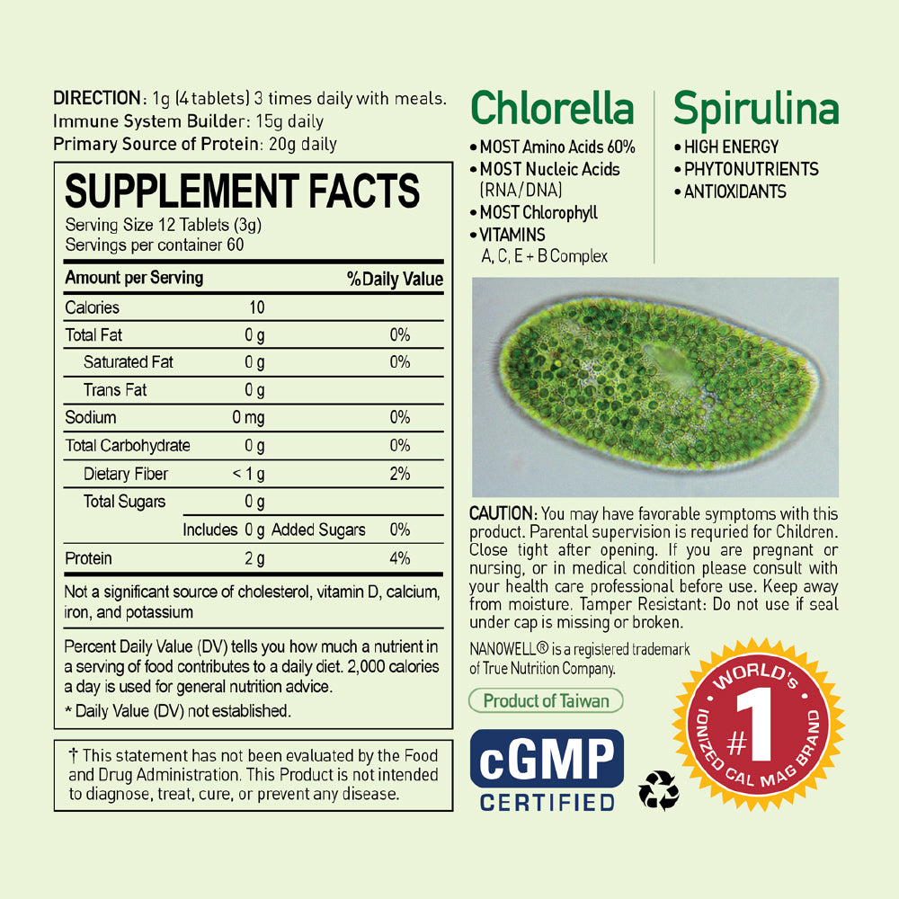 Chlorella & Spirulina 3g  720 Tablets